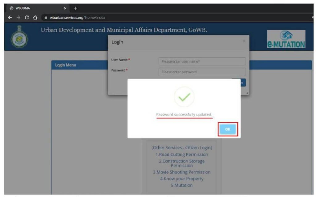 bidhannagar municipal corporation online mutation - Forget Password 6
