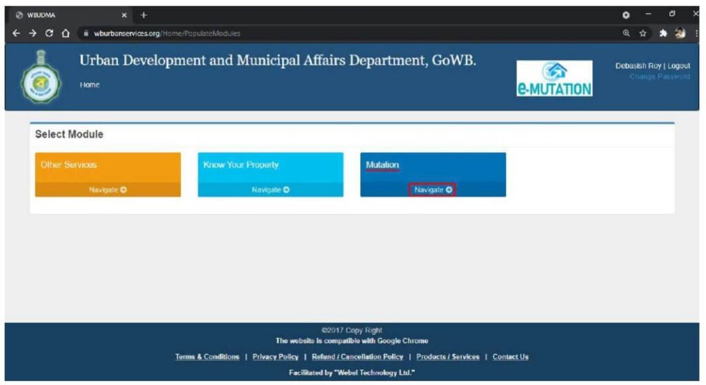 bidhannagar municipal corporation online mutation - step - 5 continue