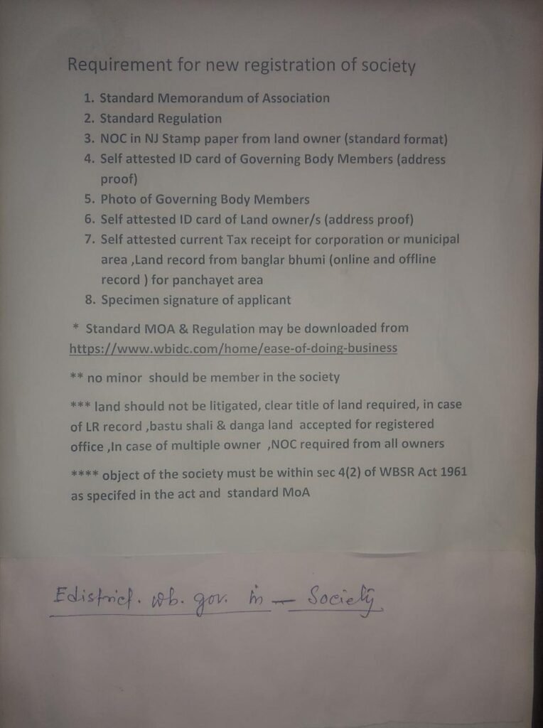 LUB & SOCIETY REGISTRATION DOCUMENT REQUIREMENT